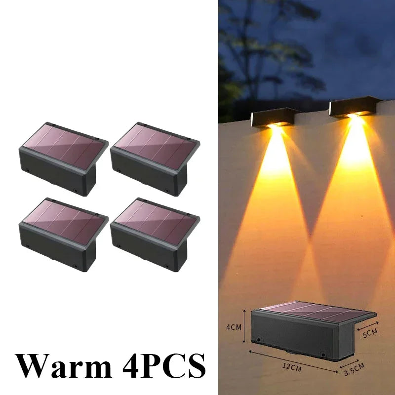 Solar Wall Lights Fence Lights Solar Powered Outdoor Waterproof LED Downlight Deck Lighting for Railing Mailbox Balcony Garden