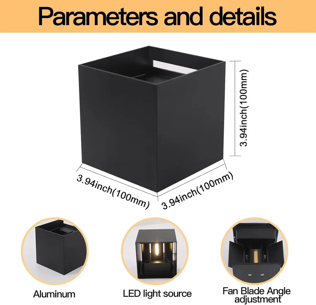 4 Pack Outdoor Wall Lights Exterior/Interior LED Wall Sconces IP65 Waterproof Square Aluminum Wall Lamps Outdoor Lighting Fixtur