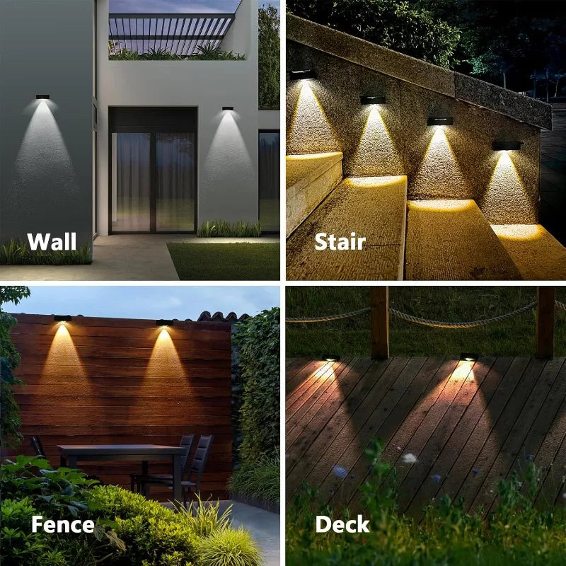 Solar Wall Lights Fence Lights Solar Powered Outdoor Waterproof LED Downlight Deck Lighting for Railing Mailbox Balcony Garden