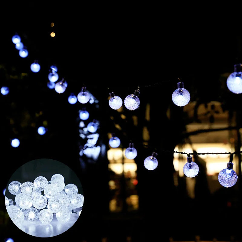 8 Mode Crystal Globe Ball Solar String Lights Outdoor Waterproof Solar Powered Patio Light for Garden Party Decor