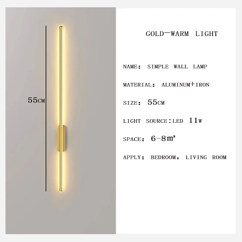 Wall Lamp Bedroom Living Room Black Gold LED Wall Lamps Modern Simple Strip Ceiling Lights for Kitchen Corridor Lighting Fixture