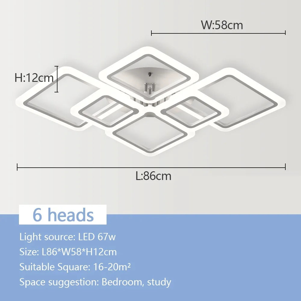 Nordic Pendant Light Ceiling Lamp Modern Square LED Chandelier Suitable for Bedrooms Living Rooms Kitchen Dining Lighting Decor