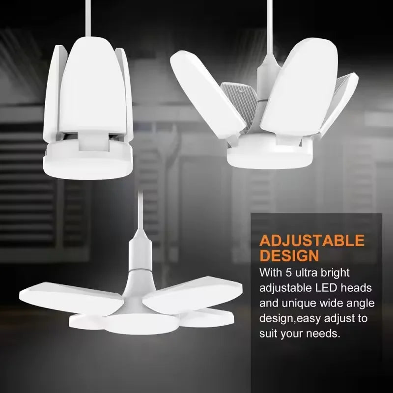 E27 Fan Shape Foldable LED Bulb AC220V/110V Deformation for Home Ceiling Lights Warehouse and Garage White Leaf Light 6500K