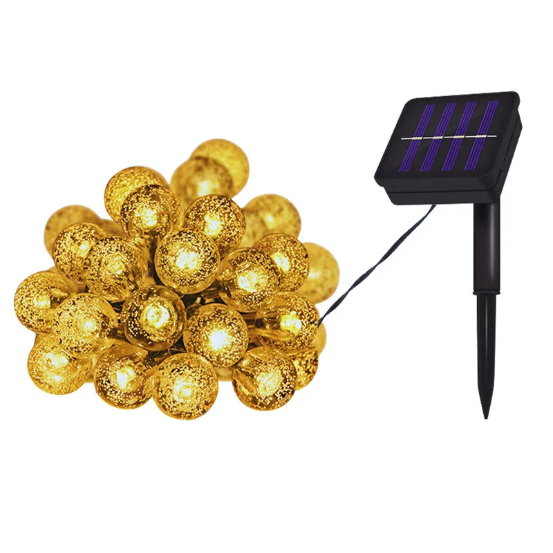 8 Mode Crystal Globe Ball Solar String Lights Outdoor Waterproof Solar Powered Patio Light for Garden Party Decor