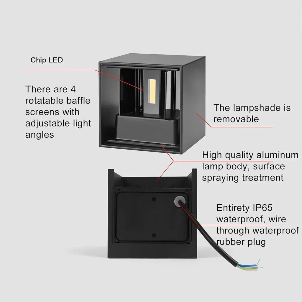 4 Pack Outdoor Wall Lights Exterior/Interior LED Wall Sconces IP65 Waterproof Square Aluminum Wall Lamps Outdoor Lighting Fixtur
