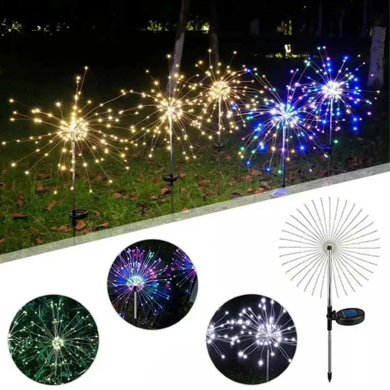 60LEDS Solar Firework Lights Waterproof Garden Lights Outdoor Solar Lights 8 Modes Landscape Lighting for Courtyard Pathway