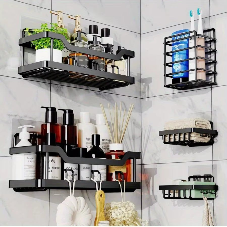 3/5 Pack Shower Organizer , Adhesive Shower Caddy with No Drilling, Rustproof Stainless Steel for Bathroom and Storage&Kitchen