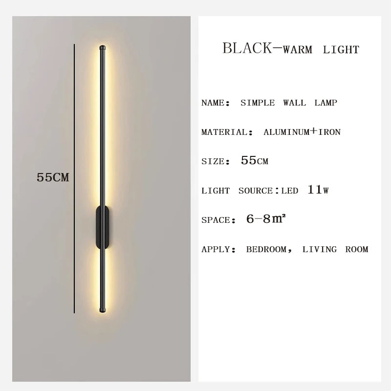 Wall Lamp Bedroom Living Room Black Gold LED Wall Lamps Modern Simple Strip Ceiling Lights for Kitchen Corridor Lighting Fixture
