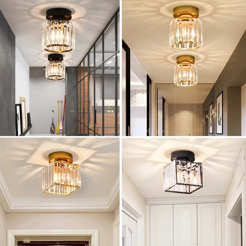Crystal Ceiling Light Corridor Channel Ceiling Lamp Luxur Balcony Aisle Lamp Home Foyer Track Light Kitchen Ceiling Light