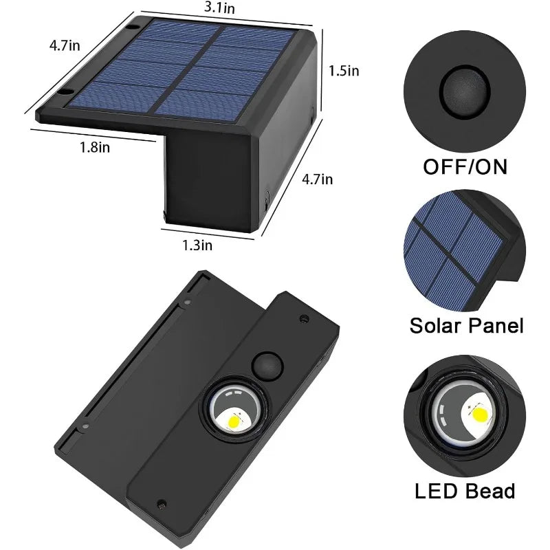 Solar Wall Lights Fence Lights Solar Powered Outdoor Waterproof LED Downlight Deck Lighting for Railing Mailbox Balcony Garden