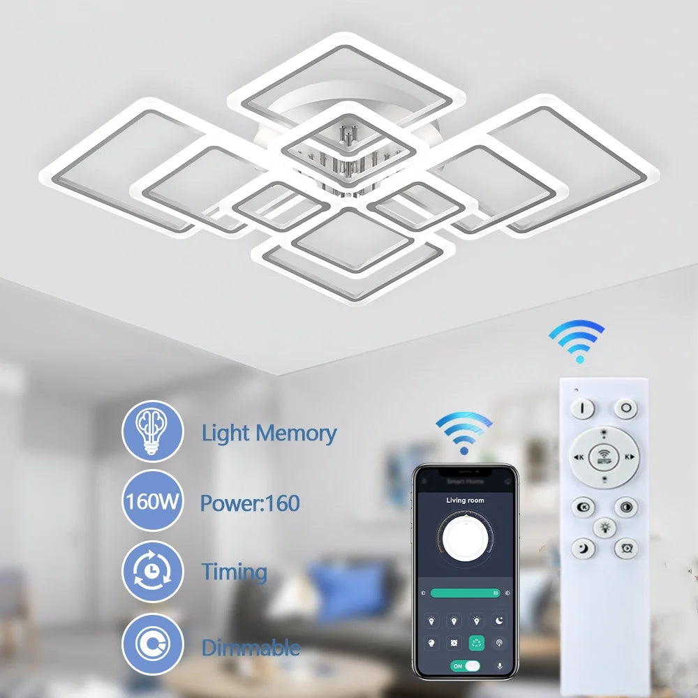 Nordic Pendant Light Ceiling Lamp Modern Square LED Chandelier Suitable for Bedrooms Living Rooms Kitchen Dining Lighting Decor