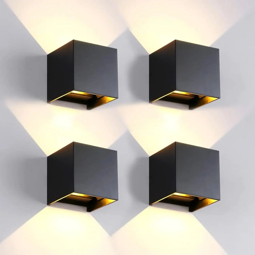 4 Pack Outdoor Wall Lights Exterior/Interior LED Wall Sconces IP65 Waterproof Square Aluminum Wall Lamps Outdoor Lighting Fixtur