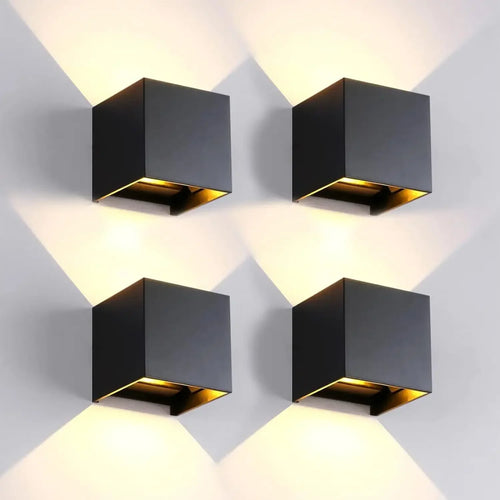 4 Pack Outdoor Wall Lights Exterior/Interior LED Wall Sconces IP65 Waterproof Square Aluminum Wall Lamps Outdoor Lighting Fixtur