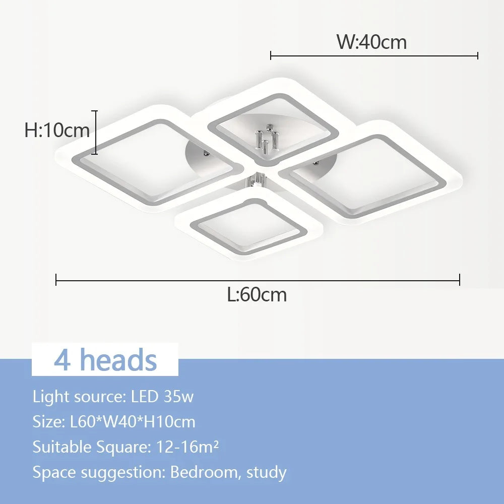 Nordic Pendant Light Ceiling Lamp Modern Square LED Chandelier Suitable for Bedrooms Living Rooms Kitchen Dining Lighting Decor