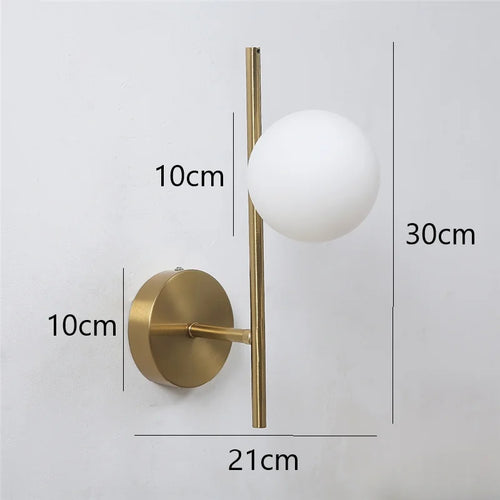 Modern Led Wall Lamps Indoor Golden Wall Lights with Milky Glass round Ball Bedside Wall Lights Double G9 Bulbs with Light Bulb