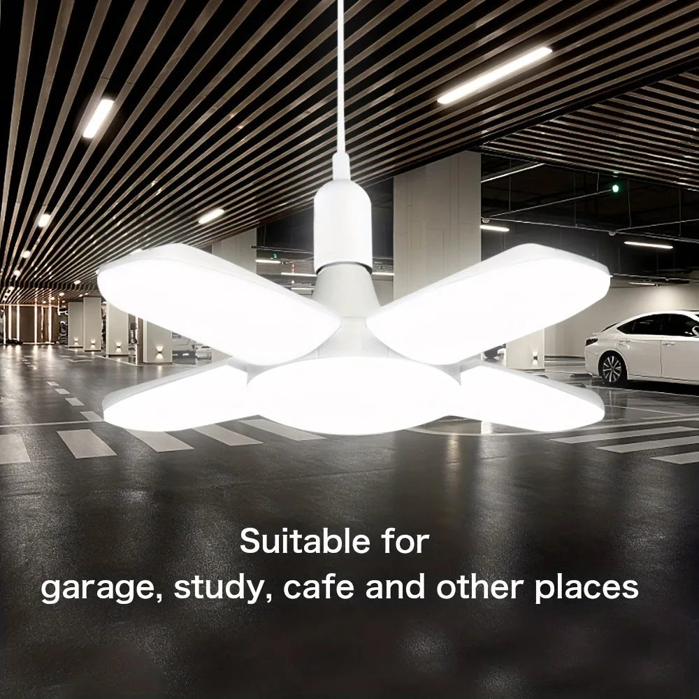 E27 Fan Shape Foldable LED Bulb AC220V/110V Deformation for Home Ceiling Lights Warehouse and Garage White Leaf Light 6500K