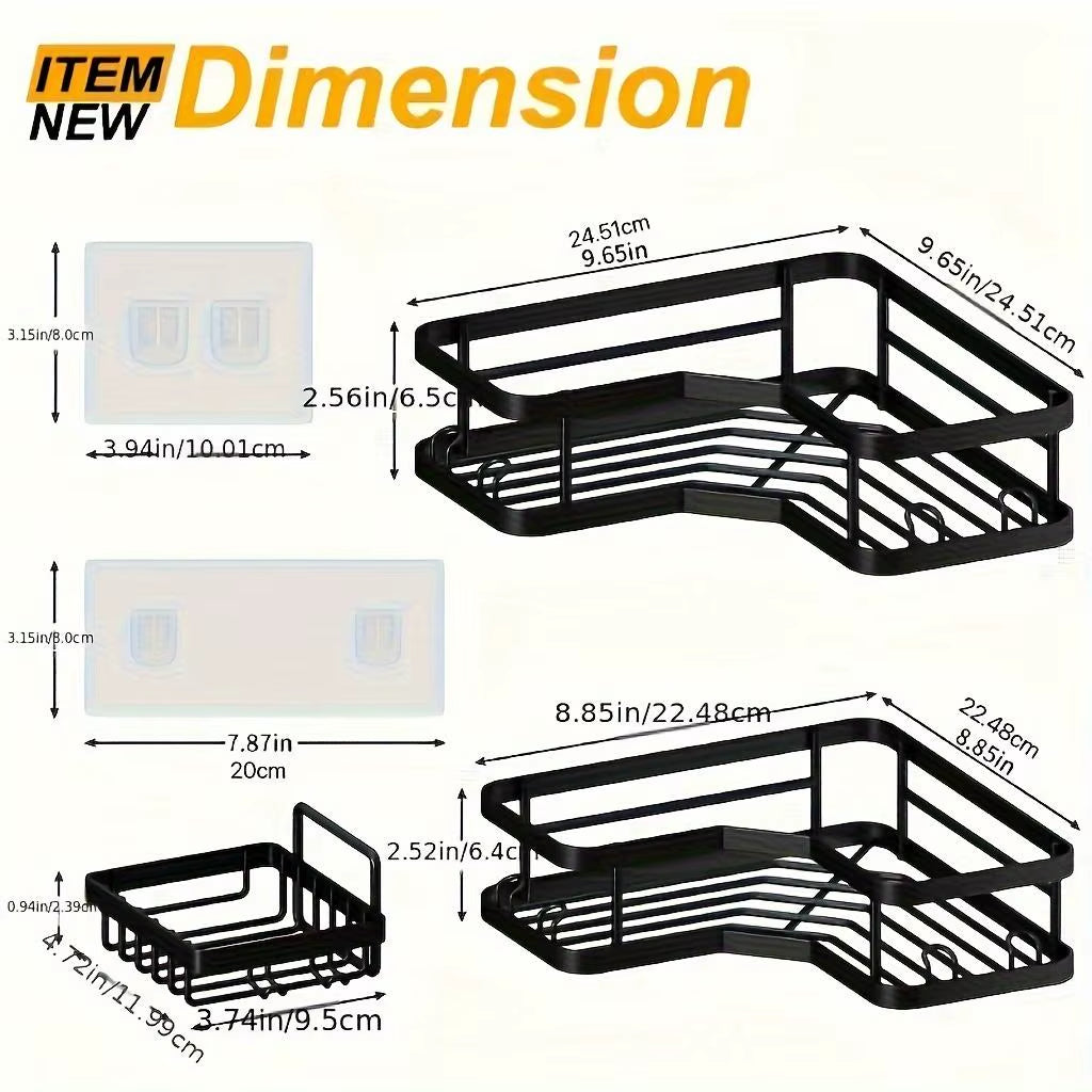 3/5 Pack Shower Organizer , Adhesive Shower Caddy with No Drilling, Rustproof Stainless Steel for Bathroom and Storage&Kitchen