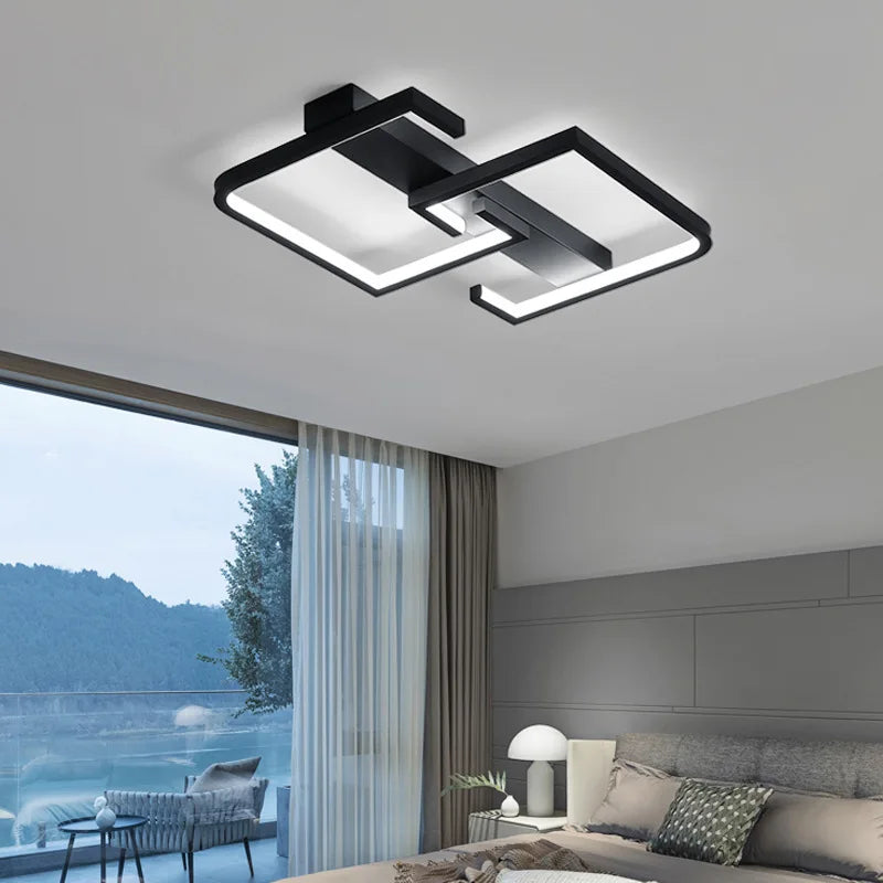 Nordic Remote Control Led Ceiling Lights Modern Bedroom Ceiling Light 220V Living Room Black Dimmable Led Ceiling Lamps Lighting
