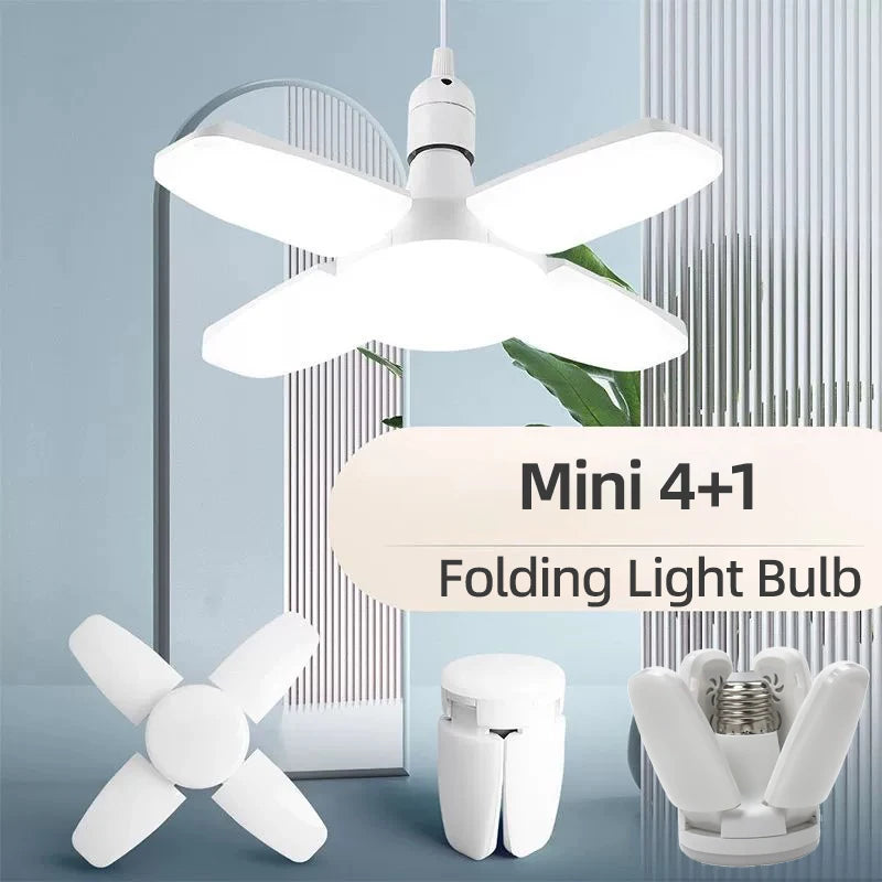 E27 Fan Shape Foldable LED Bulb AC220V/110V Deformation for Home Ceiling Lights Warehouse and Garage White Leaf Light 6500K