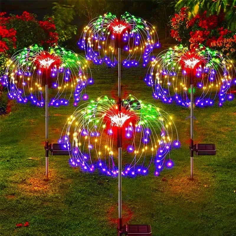 60LEDS Solar Firework Lights Waterproof Garden Lights Outdoor Solar Lights 8 Modes Landscape Lighting for Courtyard Pathway