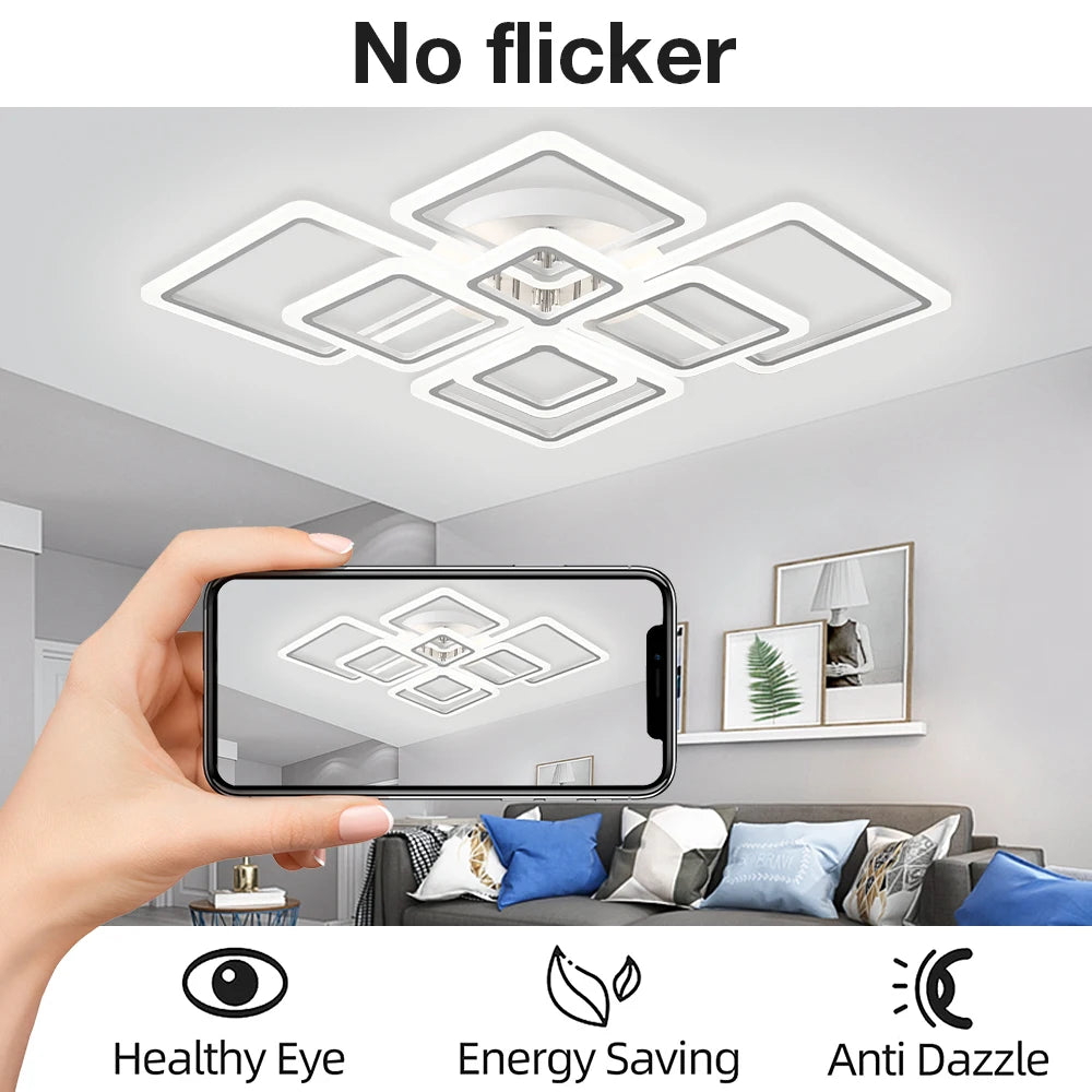 Nordic Pendant Light Ceiling Lamp Modern Square LED Chandelier Suitable for Bedrooms Living Rooms Kitchen Dining Lighting Decor