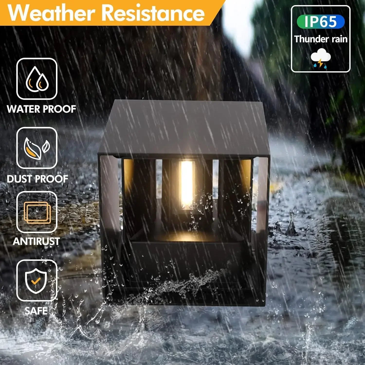4 Pack Outdoor Wall Lights Exterior/Interior LED Wall Sconces IP65 Waterproof Square Aluminum Wall Lamps Outdoor Lighting Fixtur