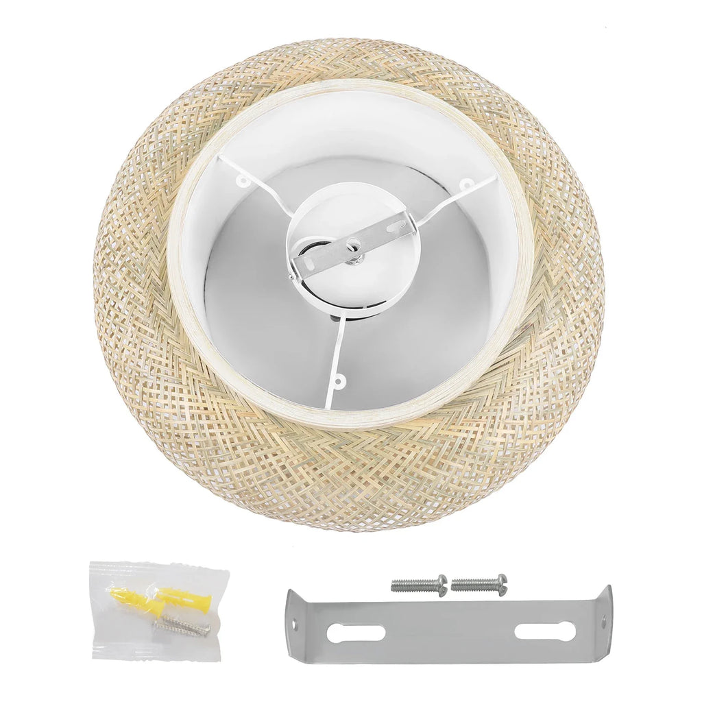 20" Flush Mount Bamboo Shade Ceiling Light Fixture Hanging Pendant Lamp Design Lamps for Living Room Lights Ceiling Lights