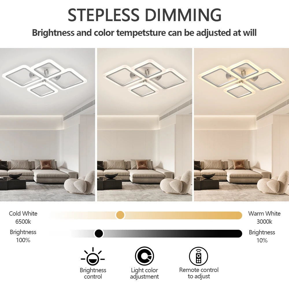 Nordic Pendant Light Ceiling Lamp Modern Square LED Chandelier Suitable for Bedrooms Living Rooms Kitchen Dining Lighting Decor