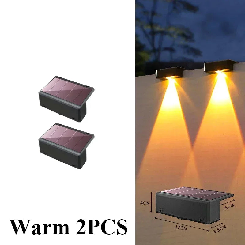 Solar Wall Lights Fence Lights Solar Powered Outdoor Waterproof LED Downlight Deck Lighting for Railing Mailbox Balcony Garden