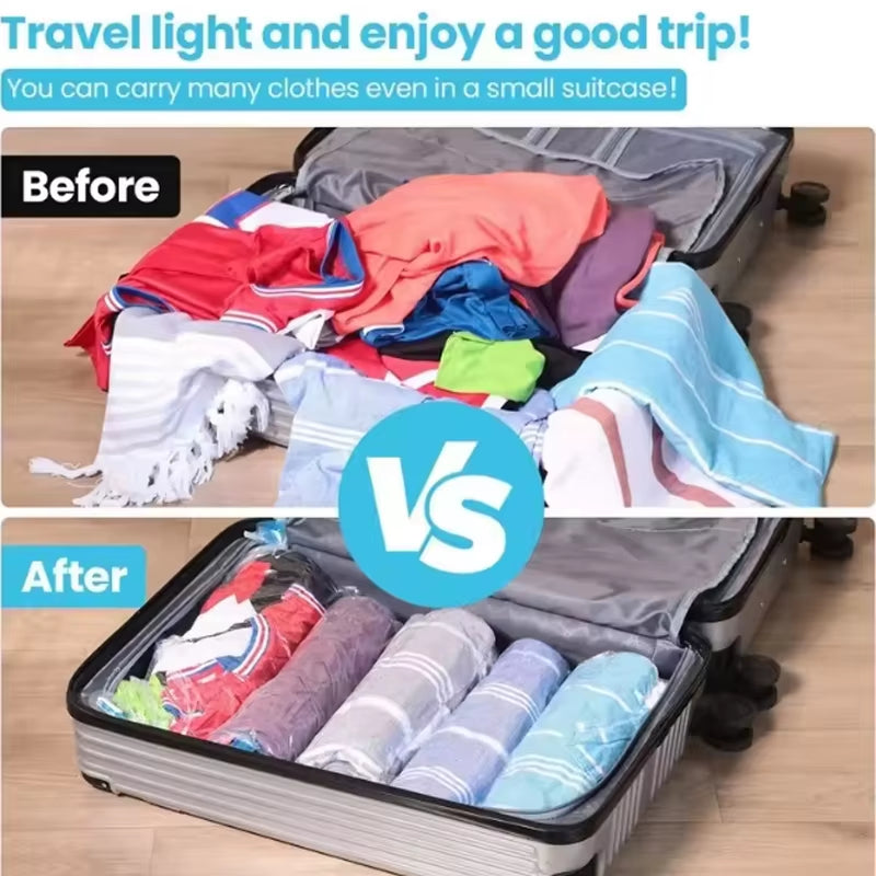 Travel Compression Bags, Roll up Travel Space Saver Bags for Luggage, Cruise Ship Essentials Cothes, Folding Compressed Bag