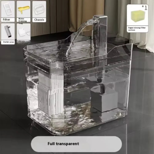 USB Cat Water Fountain with Auto Filter Transparent Anti-Dry Burning Recirculating Dispenser Includes Pump for Cats