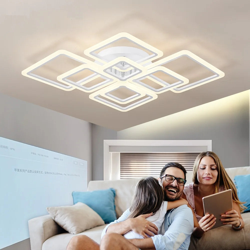 Nordic Pendant Light Ceiling Lamp Modern Square LED Chandelier Suitable for Bedrooms Living Rooms Kitchen Dining Lighting Decor