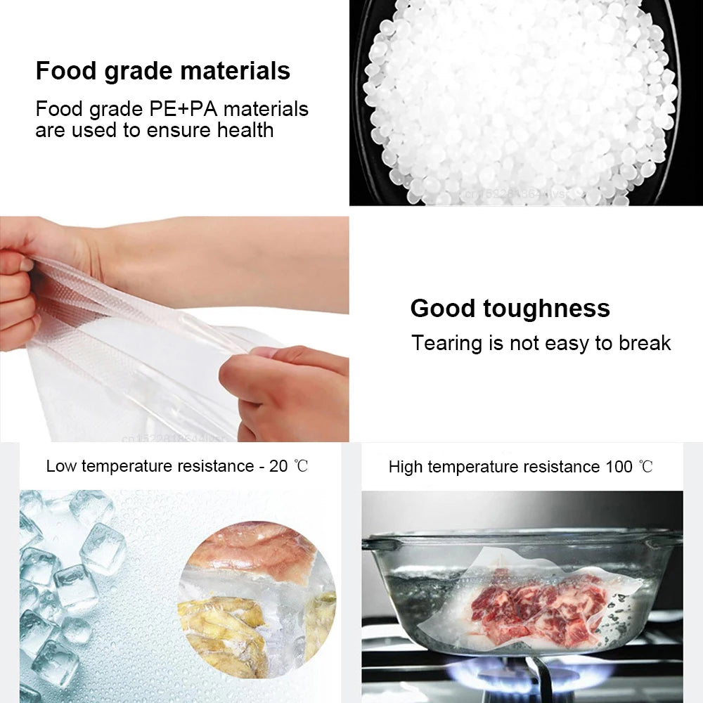 Vacuum Packaging Bags for Food 100Pcs Food Vacuum Storage Packaging Bag for Vacuum Sealer Thicker Food Fresh Keeping Sealing Bag