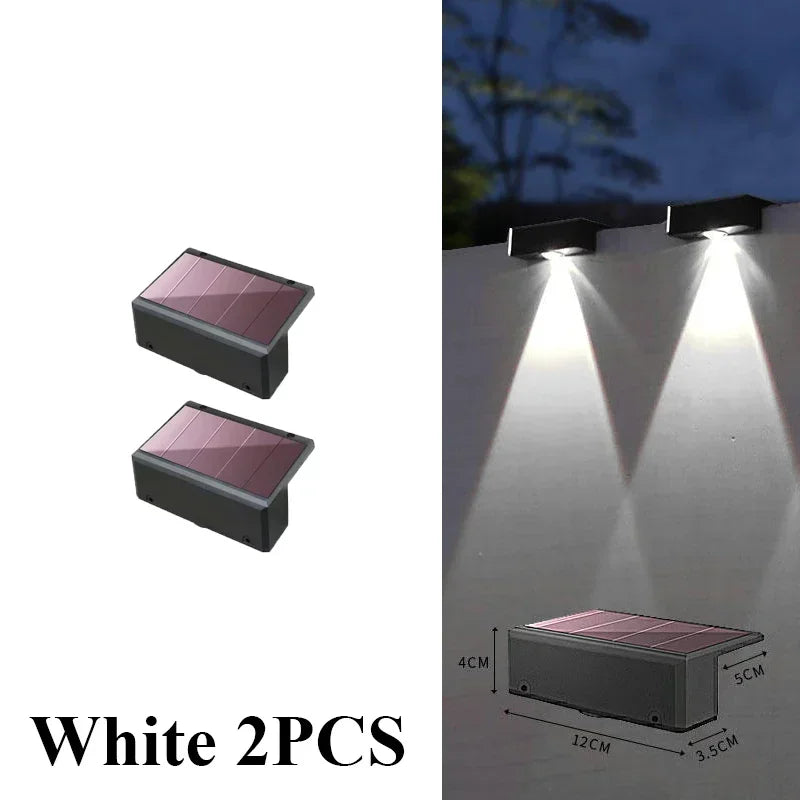 Solar Wall Lights Fence Lights Solar Powered Outdoor Waterproof LED Downlight Deck Lighting for Railing Mailbox Balcony Garden