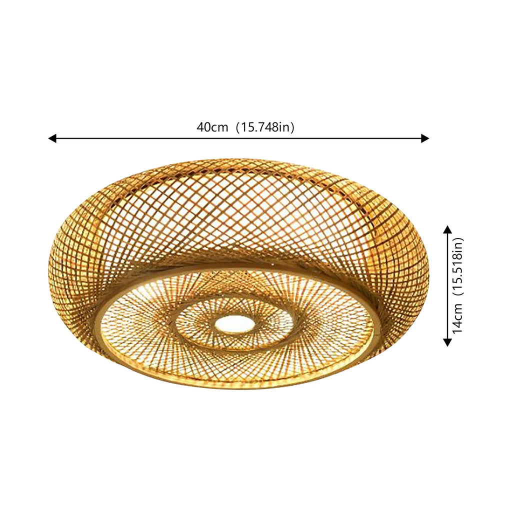 20" Flush Mount Bamboo Shade Ceiling Light Fixture Hanging Pendant Lamp Design Lamps for Living Room Lights Ceiling Lights