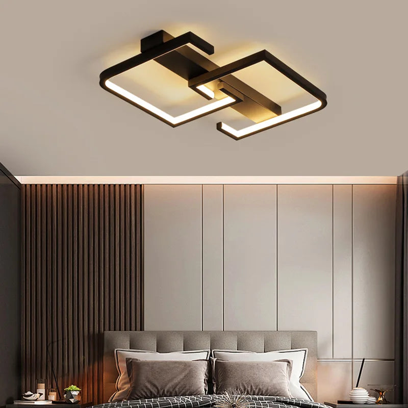 Nordic Remote Control Led Ceiling Lights Modern Bedroom Ceiling Light 220V Living Room Black Dimmable Led Ceiling Lamps Lighting
