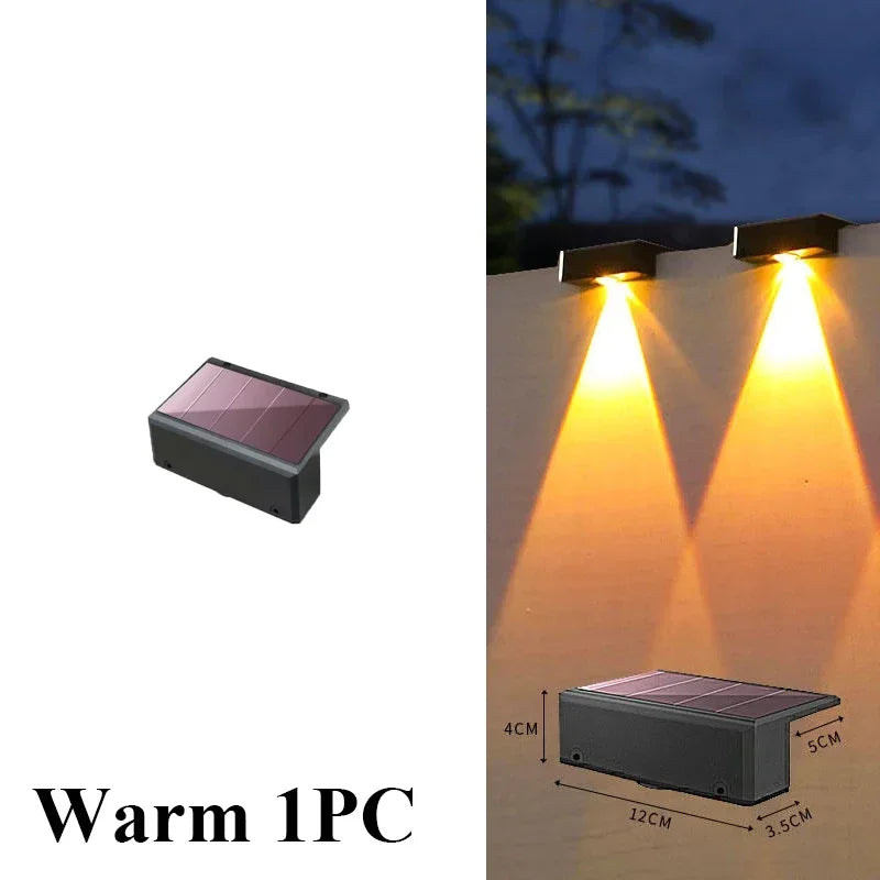 Solar Wall Lights Fence Lights Solar Powered Outdoor Waterproof LED Downlight Deck Lighting for Railing Mailbox Balcony Garden