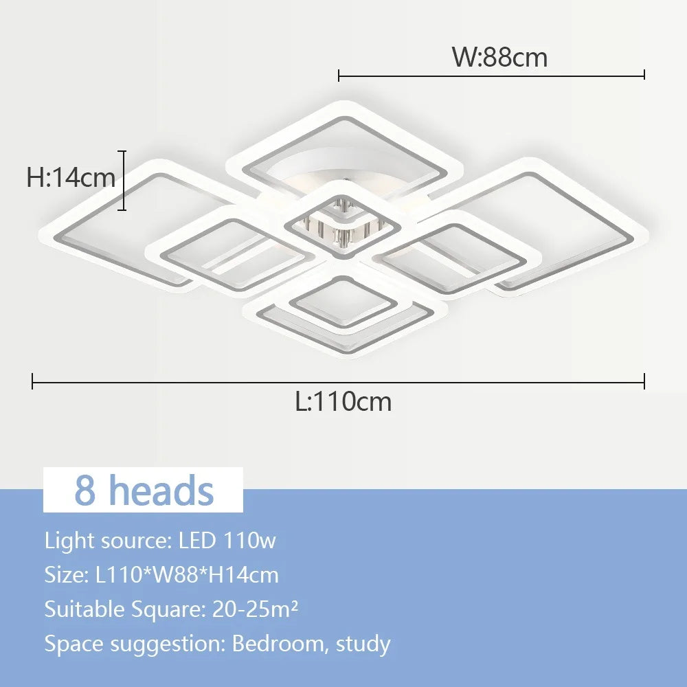 Nordic Pendant Light Ceiling Lamp Modern Square LED Chandelier Suitable for Bedrooms Living Rooms Kitchen Dining Lighting Decor