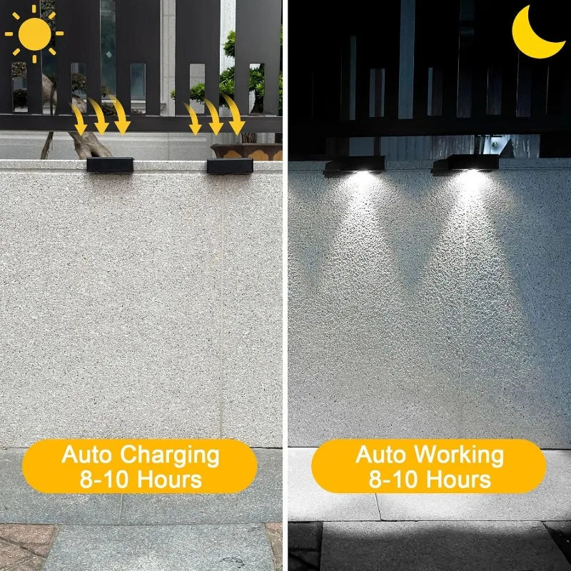 Solar Wall Lights Fence Lights Solar Powered Outdoor Waterproof LED Downlight Deck Lighting for Railing Mailbox Balcony Garden