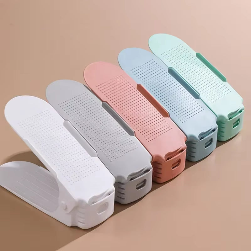 10Pcs Shoe Stacker Adjustable Shoe Slots Organizer Shoes Slots Space Saver Double Deck Rack Holder for Closet Organization Hot